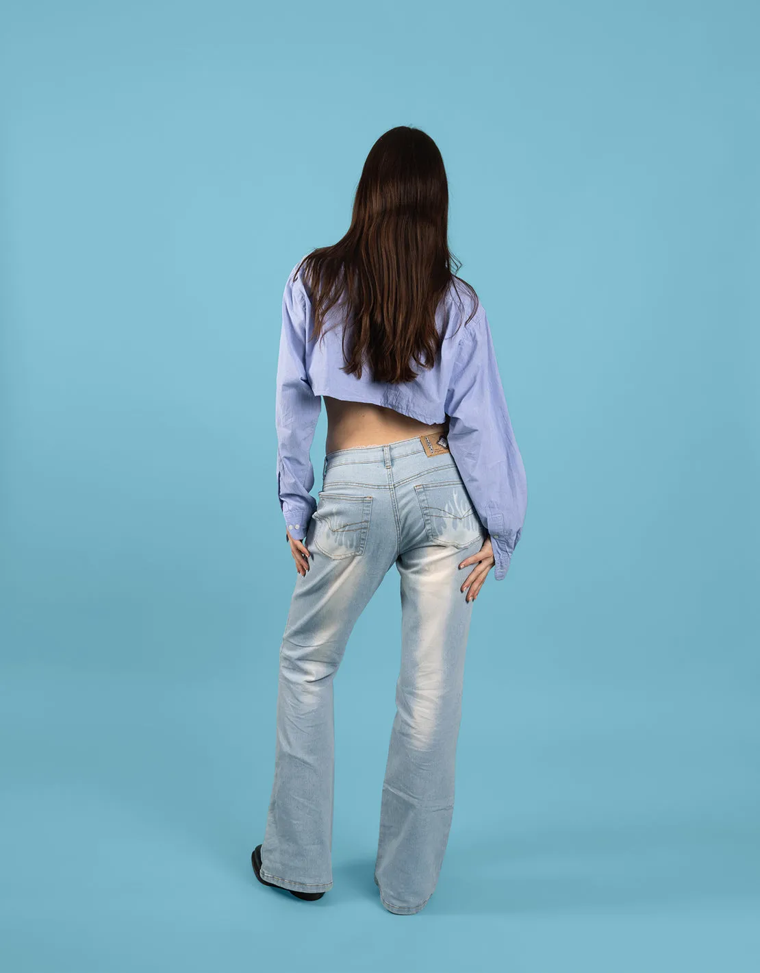 Vintage flame detail flared jeans
