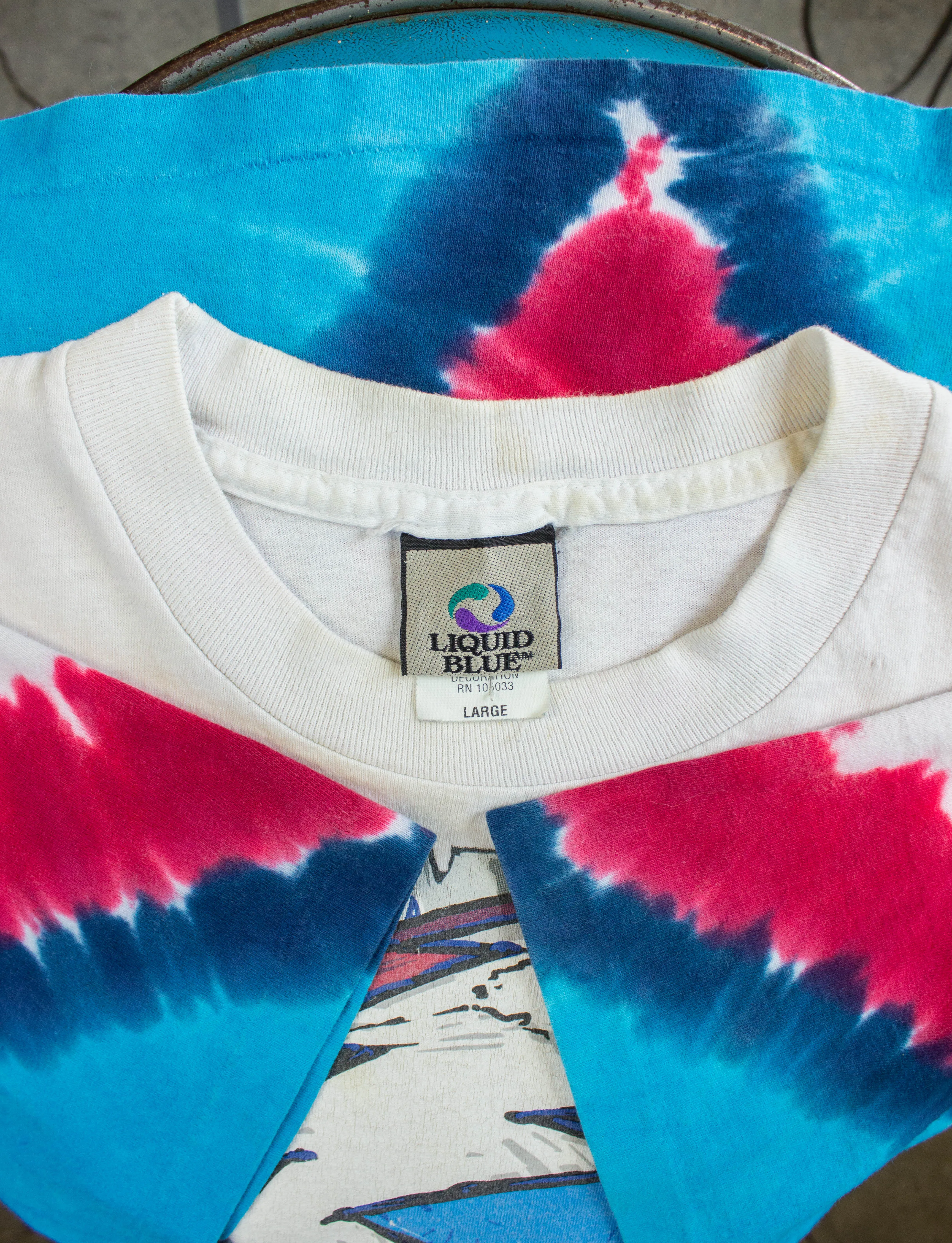 Vintage Grateful Dead Concert T Shirt 2003 Steal Your Face Liquid Blue Tie Dye Large-XL