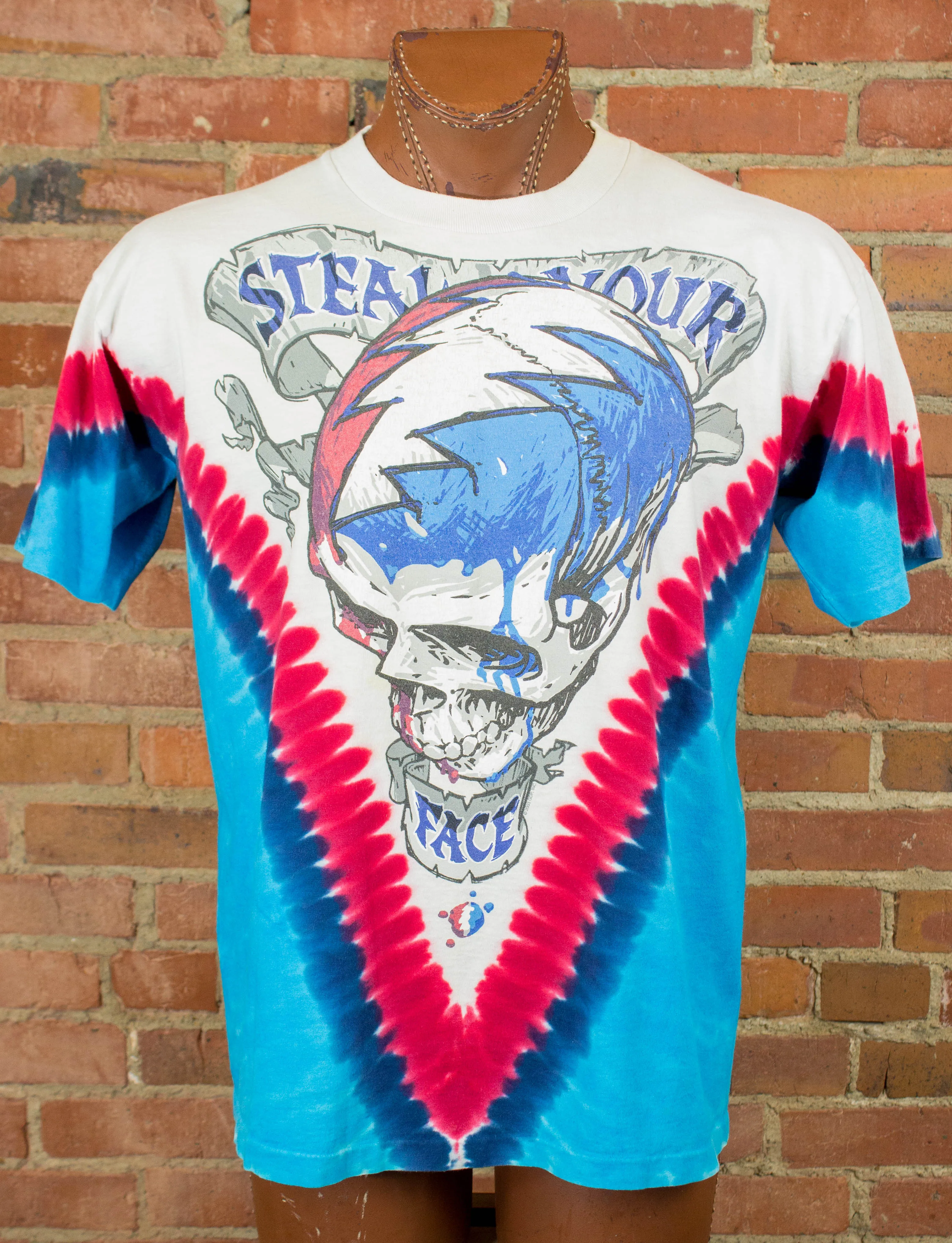 Vintage Grateful Dead Concert T Shirt 2003 Steal Your Face Liquid Blue Tie Dye Large-XL