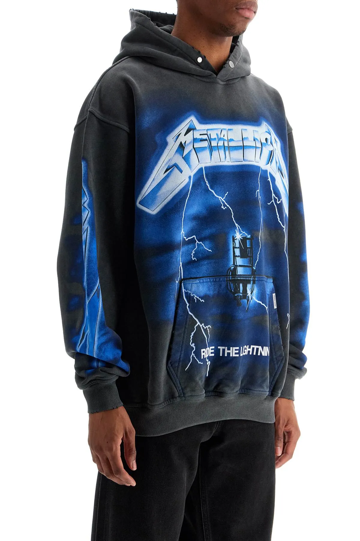 vintage gray cotton hoodie metallica ride the lightning MLM4372 VINTAGE GREY