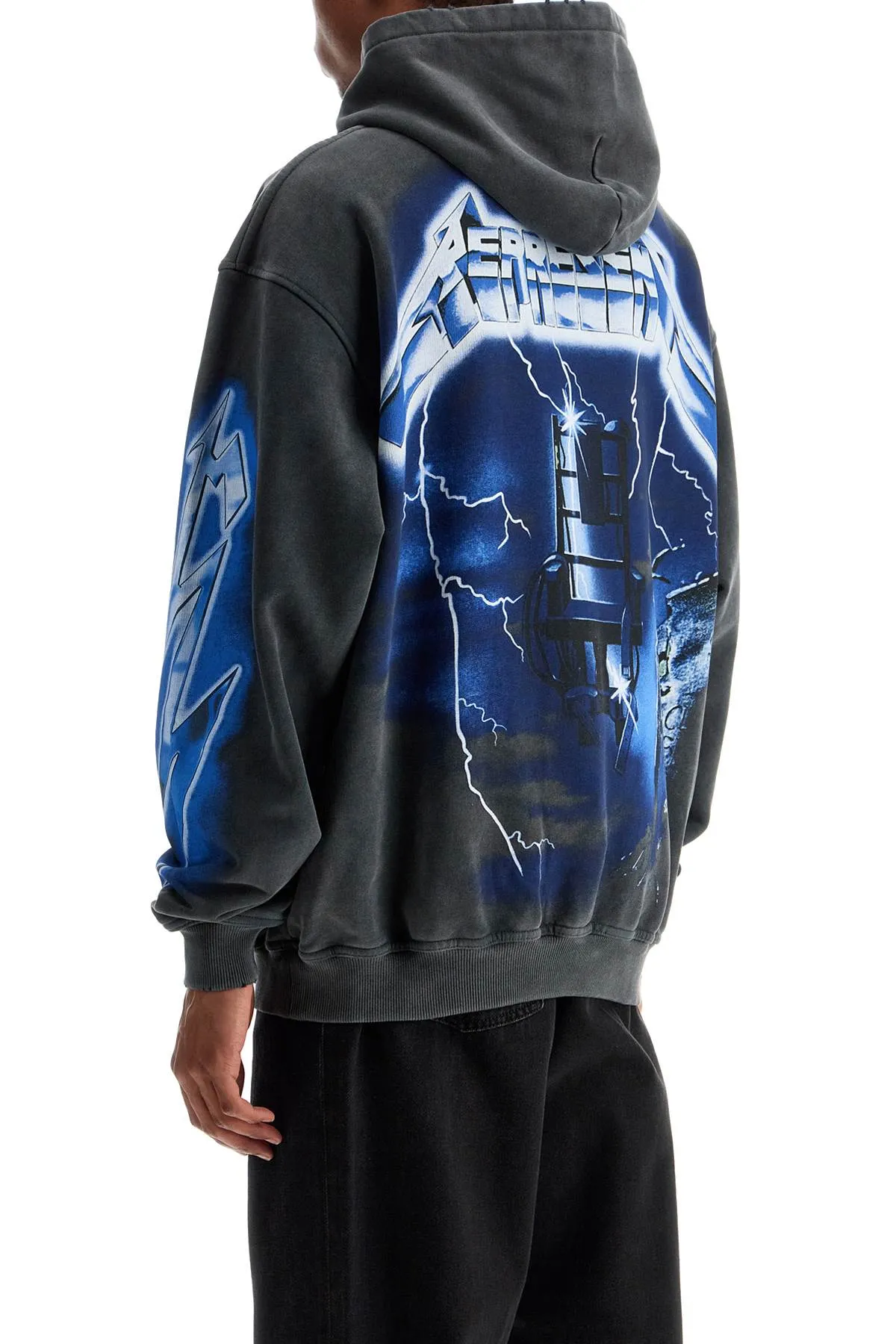 vintage gray cotton hoodie metallica ride the lightning MLM4372 VINTAGE GREY