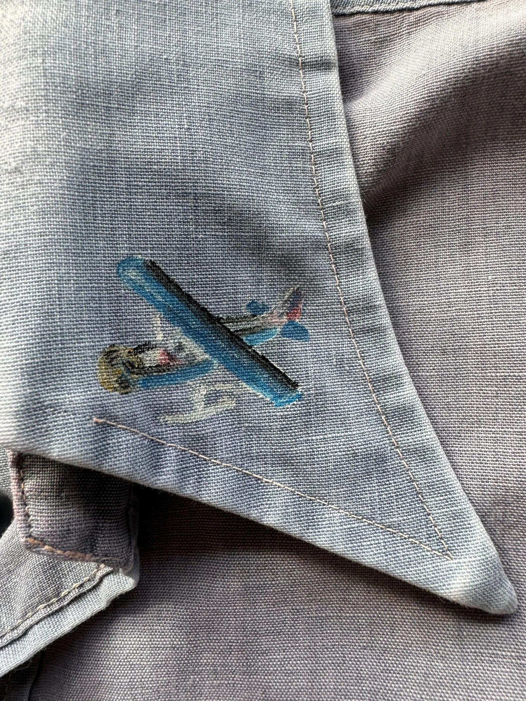 Vintage Handpainted Alaskan Chambray Shirt SZ L