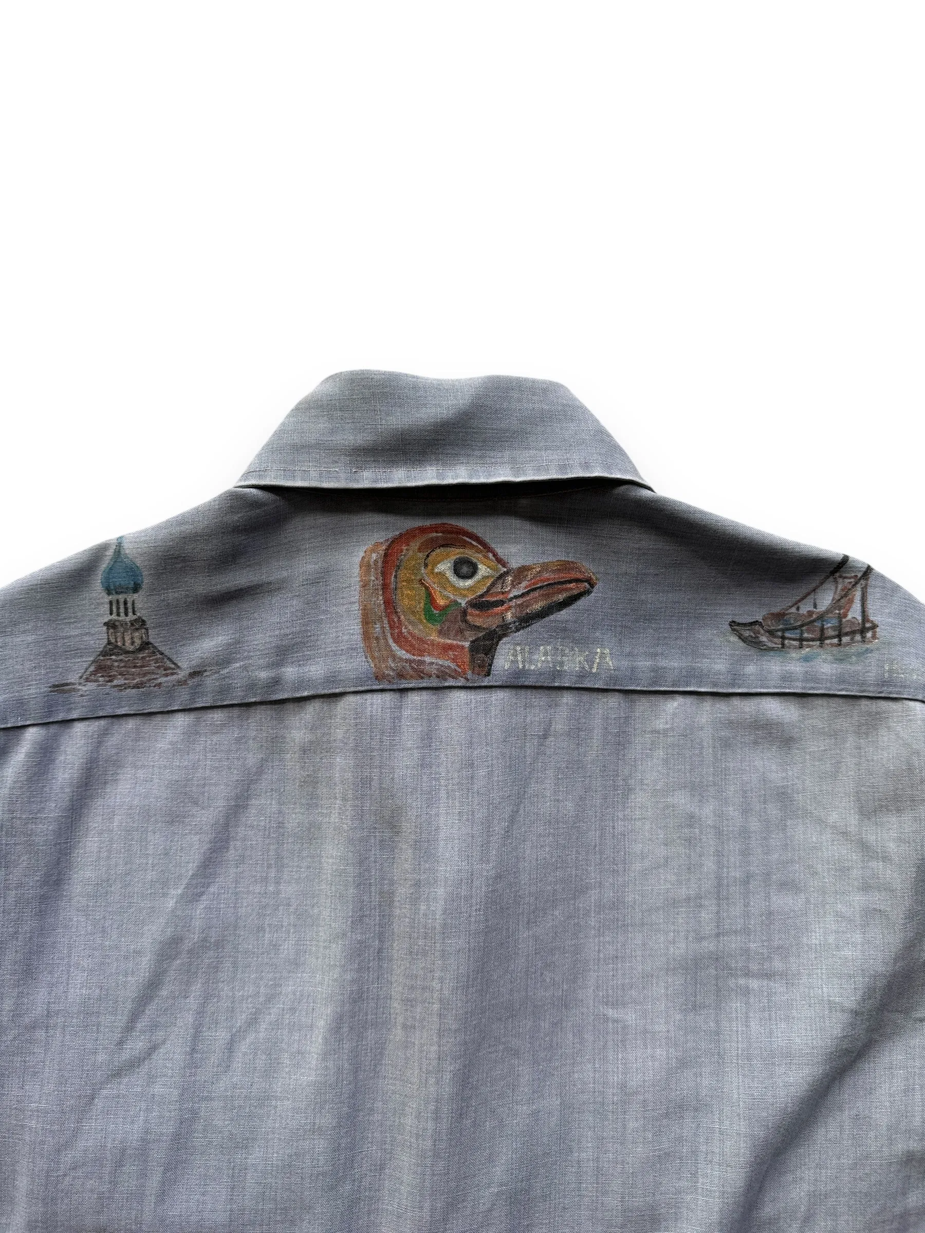 Vintage Handpainted Alaskan Chambray Shirt SZ L