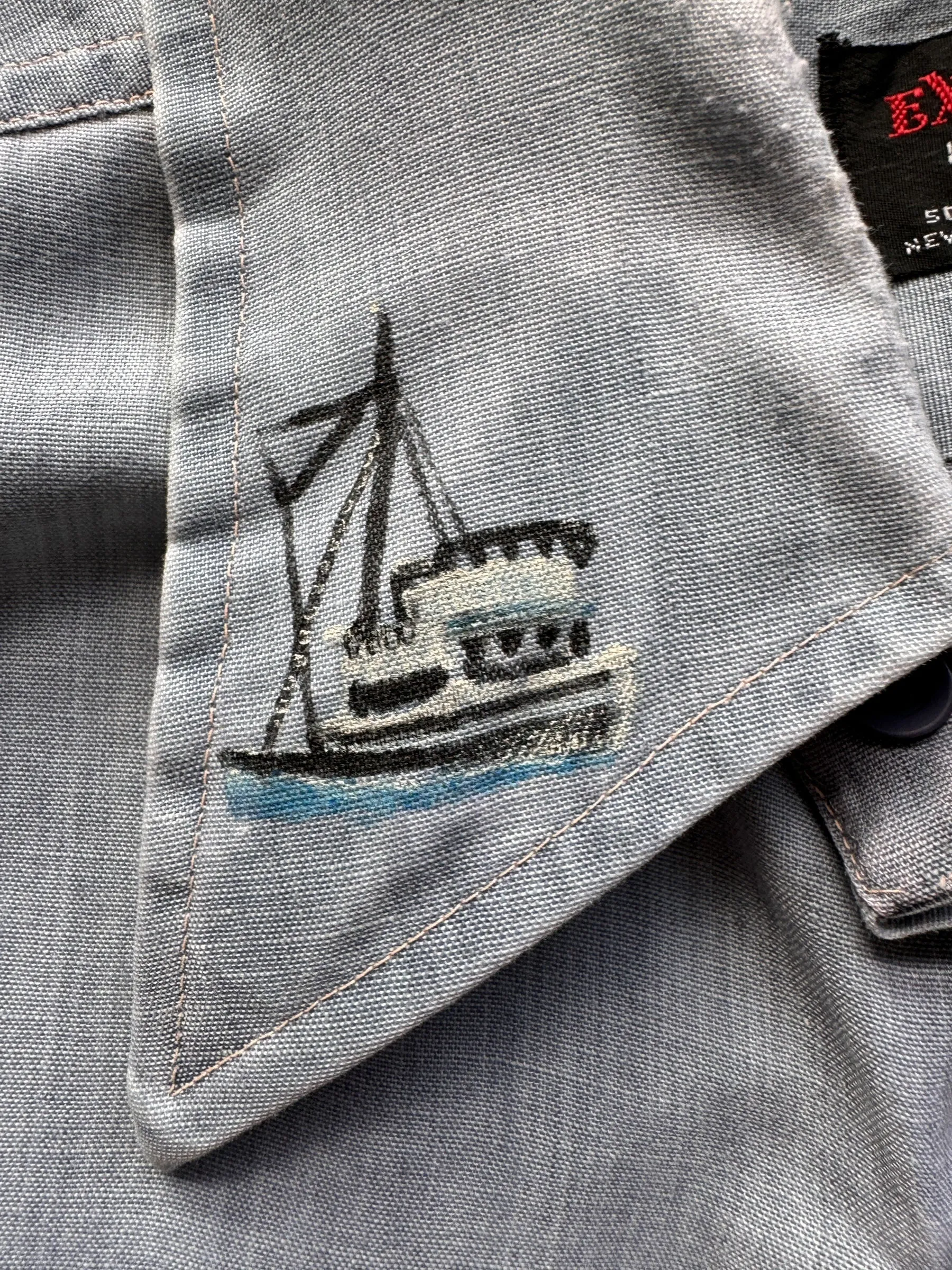 Vintage Handpainted Alaskan Chambray Shirt SZ L