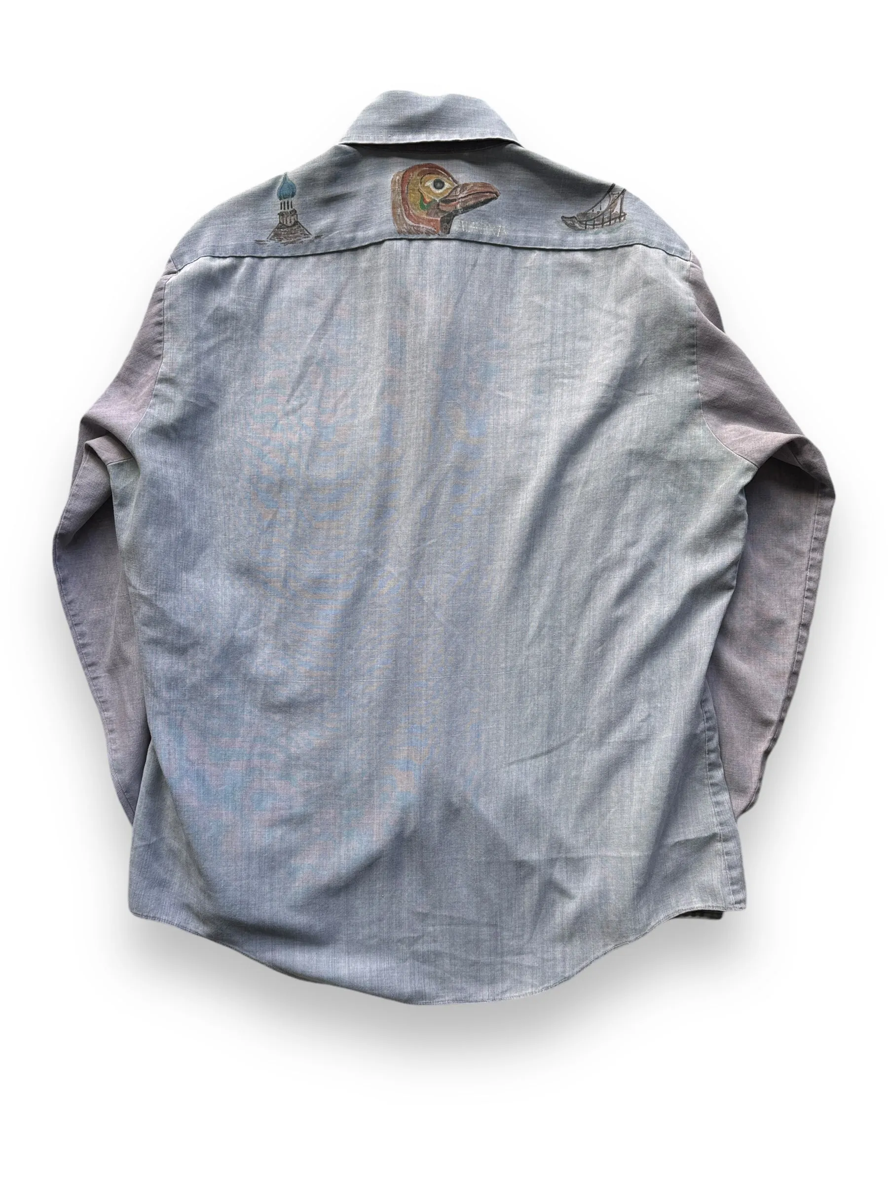 Vintage Handpainted Alaskan Chambray Shirt SZ L