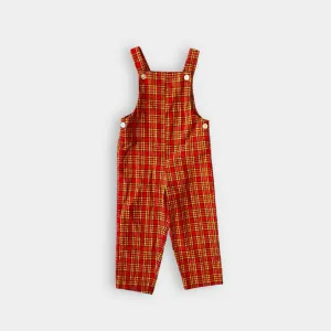 Vintage Healthtex Orange Yellow Plaid Corduroy Overalls 5T