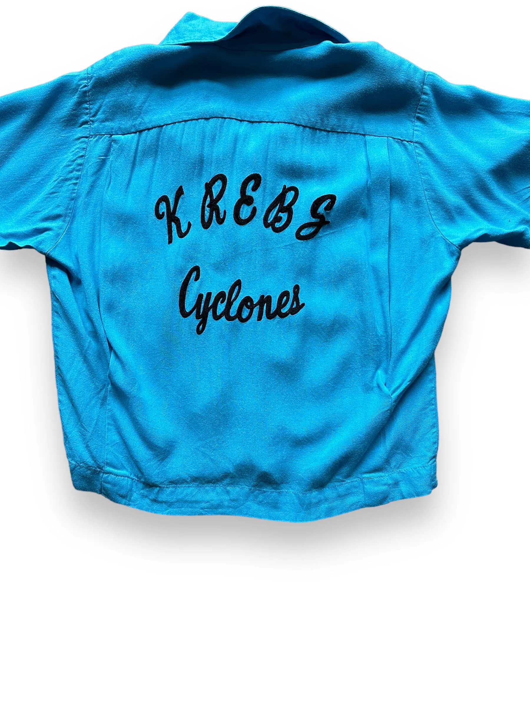 Vintage Krebs Cyclones Rayon Gabardine Bowling Shirt SZ L | Vintage Bowling Shirt Seattle | Barn Owl Vintage Seattle