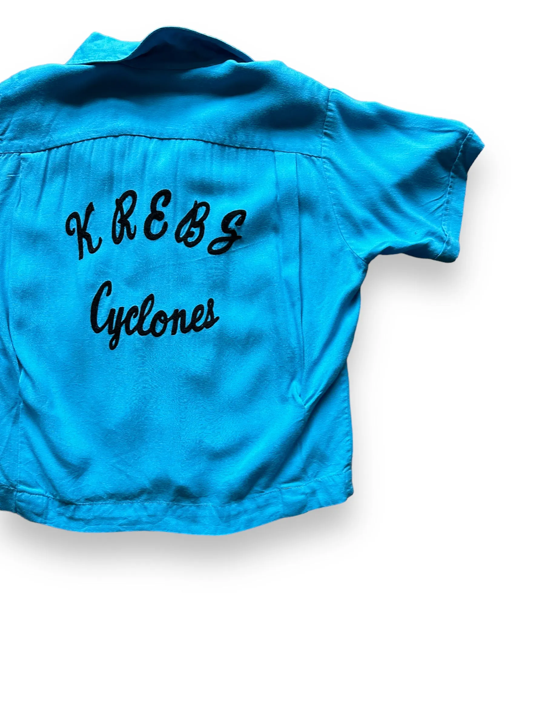 Vintage Krebs Cyclones Rayon Gabardine Bowling Shirt SZ L | Vintage Bowling Shirt Seattle | Barn Owl Vintage Seattle