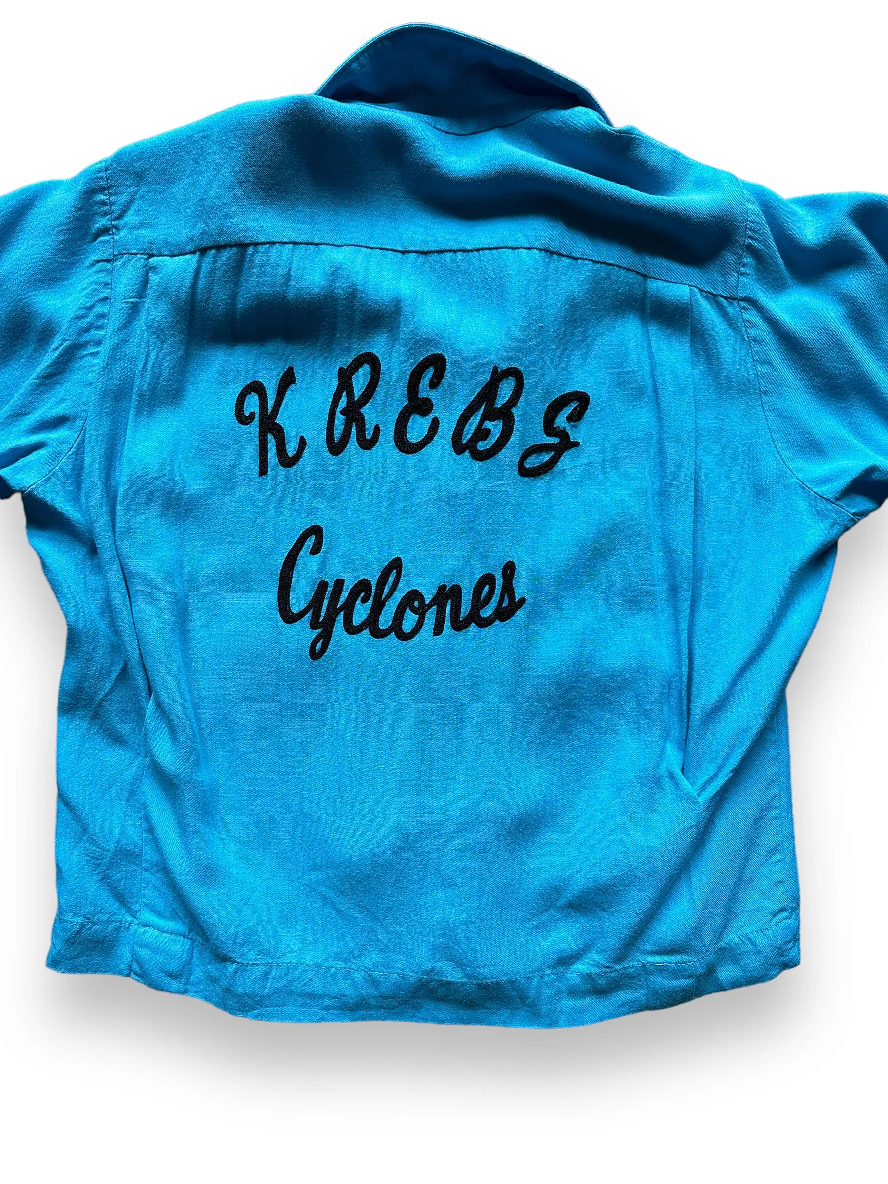 Vintage Krebs Cyclones Rayon Gabardine Bowling Shirt SZ L | Vintage Bowling Shirt Seattle | Barn Owl Vintage Seattle
