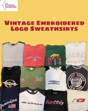 Vintage Large Logo Embroidered Sweatshirts including Nike, Adidas, Reebok and other brands