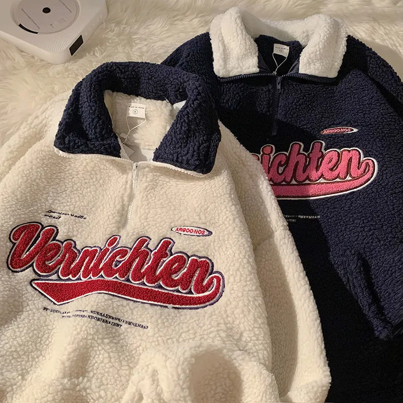 Vintage Letter Embroidery Sweatshirts