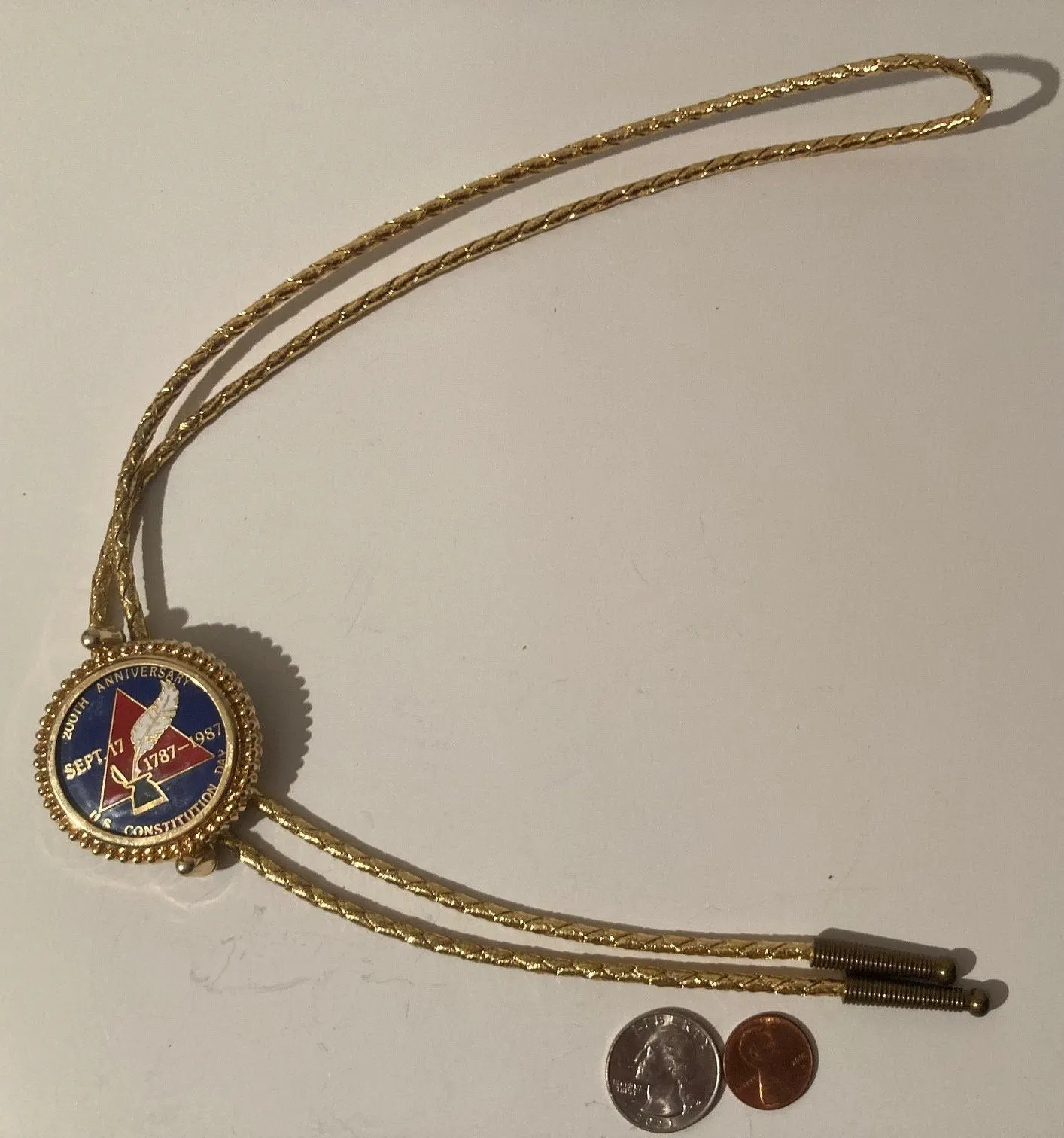 Vintage Metal Bolo Tie, 200th Anniversary U.S. Constitution Day, Quality, Heavy Duty, Country & Western, Cowboy, Western Wear, Southwestern