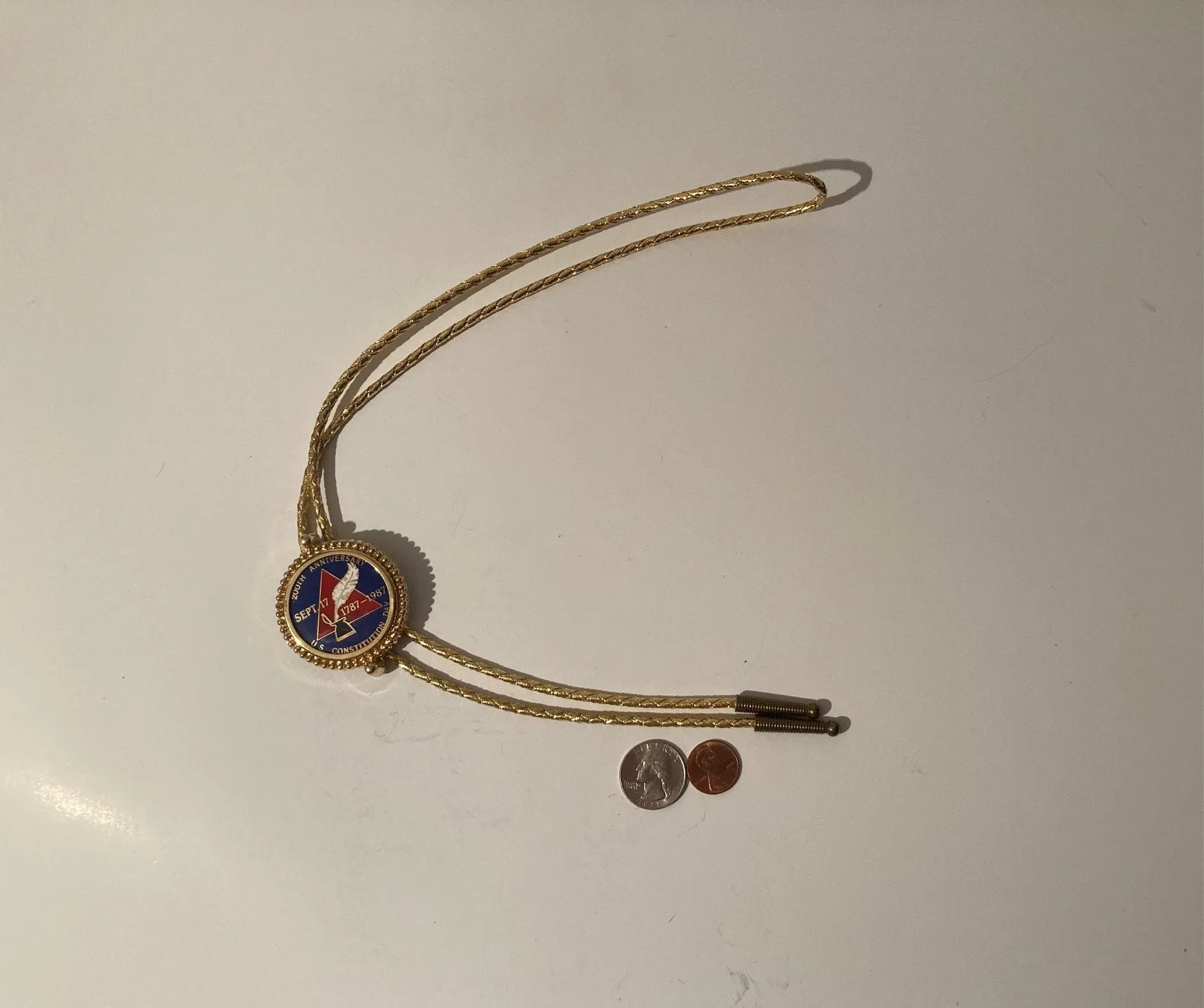 Vintage Metal Bolo Tie, 200th Anniversary U.S. Constitution Day, Quality, Heavy Duty, Country & Western, Cowboy, Western Wear, Southwestern