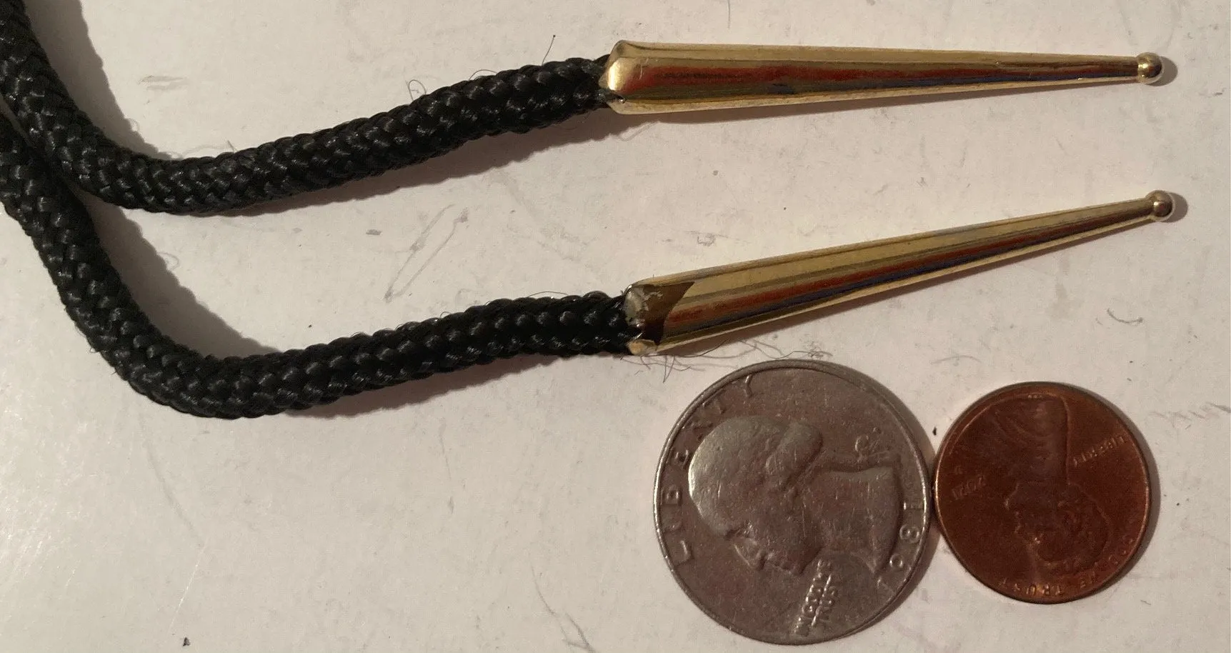 Vintage Metal Bolo Tie, Brass, Cowboy Boot, Enamel, Spurs, Nice Design, Quality, Heavy Duty, Made in USA, Country & Western, Cowboy