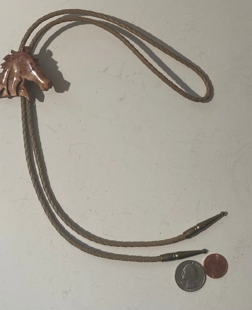 Vintage Metal Bolo Tie, Horse, Maple Burl, Nice Horse Design, Western, Nice Design, Quality, Heavy Duty, Country & Western, Cowboy, Western