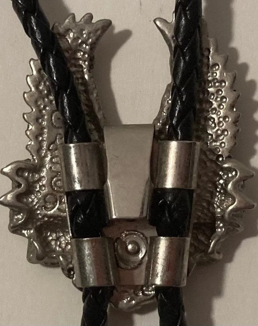Vintage Metal Bolo Tie, Nice American Bald Eagle and Turquoise Crushed Stones Star Design, Nice Western Design, 2" x 1 1/2", Quality, Heavy