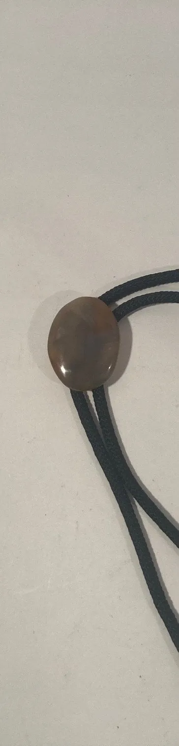 Vintage Metal Bolo Tie, Nice Brown and Orangish Stone Design, Nice Western Design, 1 3/4" x 1 1/4", Quality, Heavy Duty