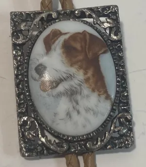 Vintage Metal Bolo Tie, Nice Dog, Jack Russel Terrier, Caviler King Charles, Nice Western Design, 2" x 1 1/2", Quality, Heavy Duty