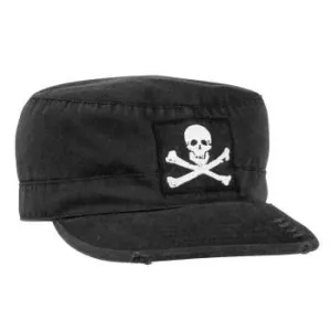 Vintage Military Fatigue Cap With Jolly Roger