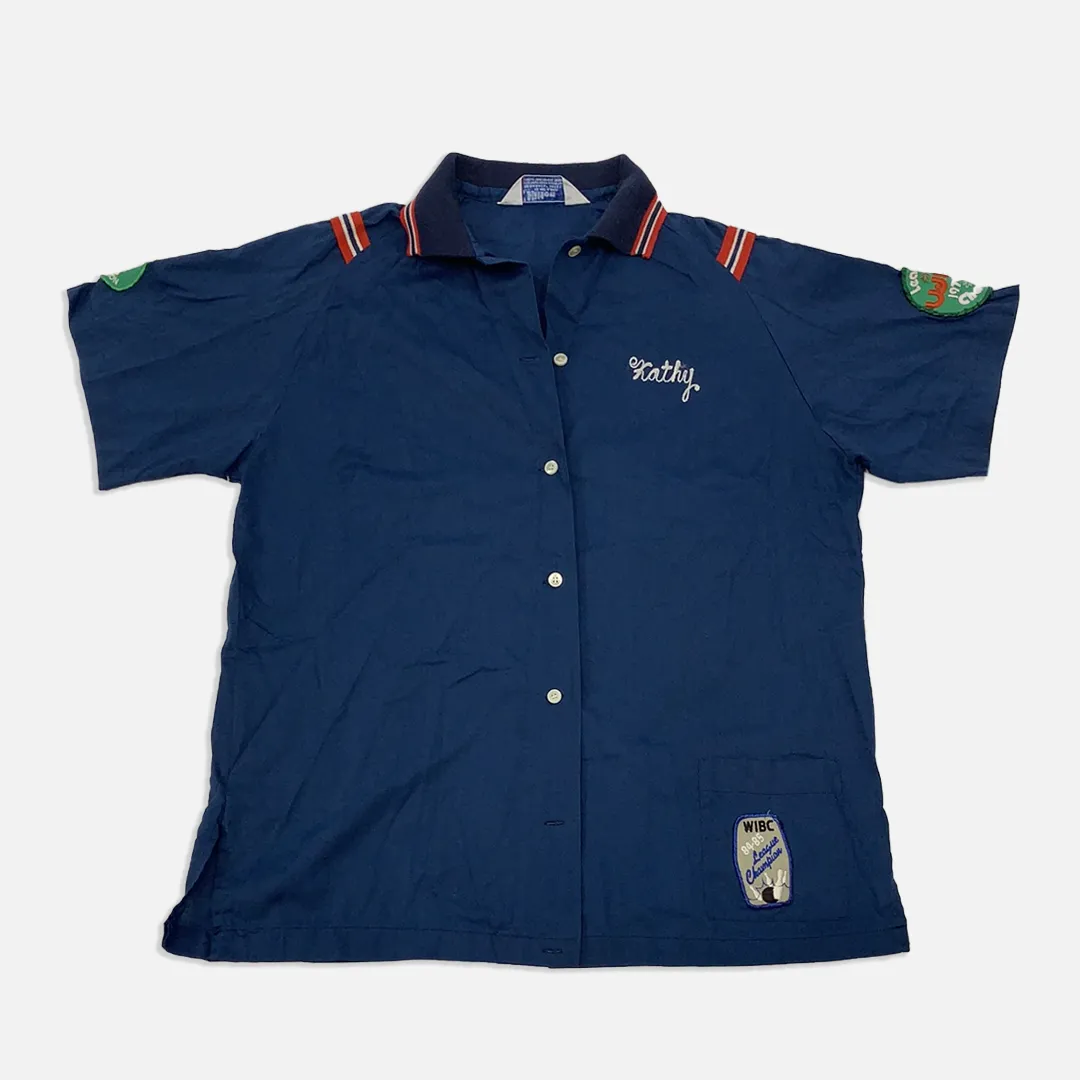 Vintage Navy Blue Hilton bowling shirt