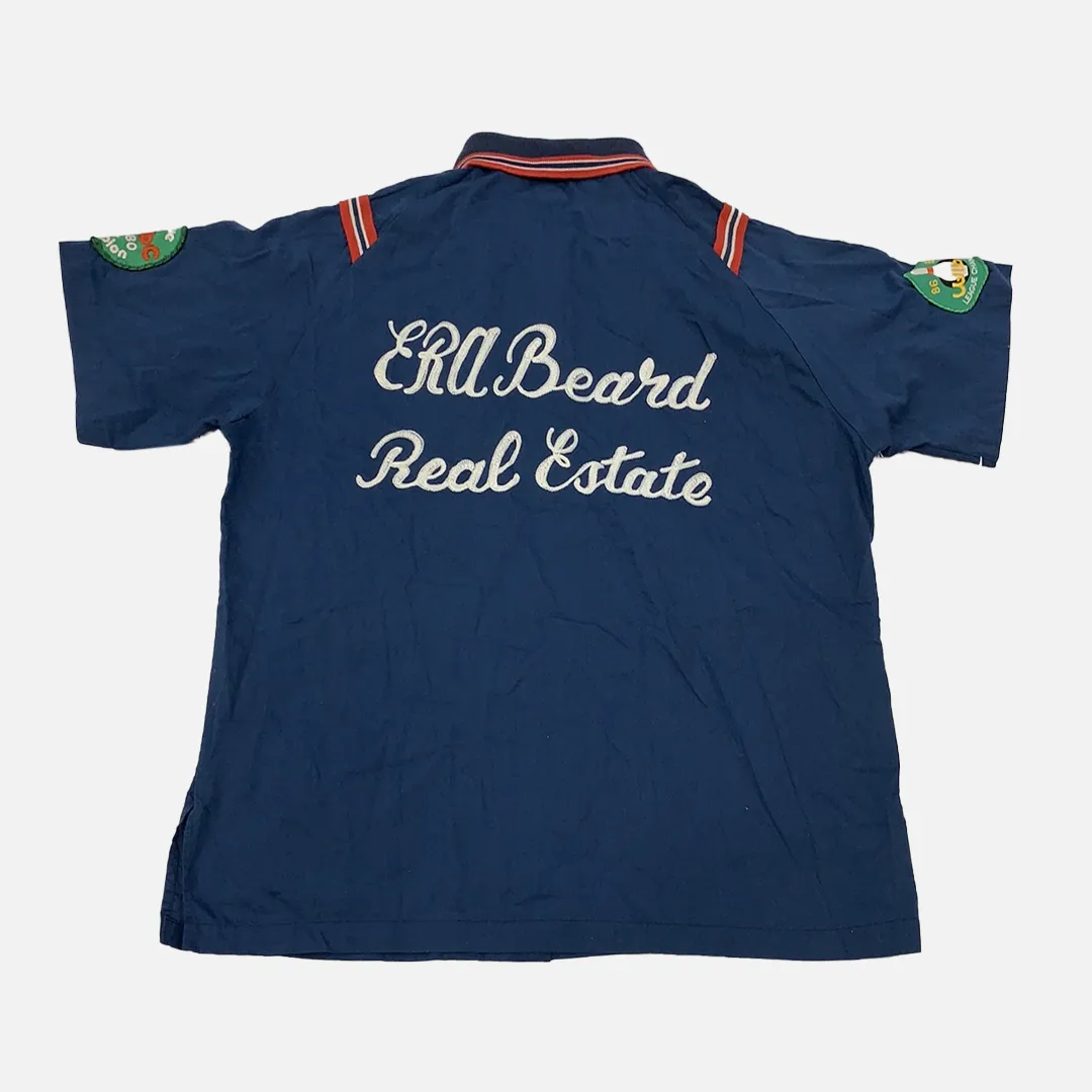 Vintage Navy Blue Hilton bowling shirt