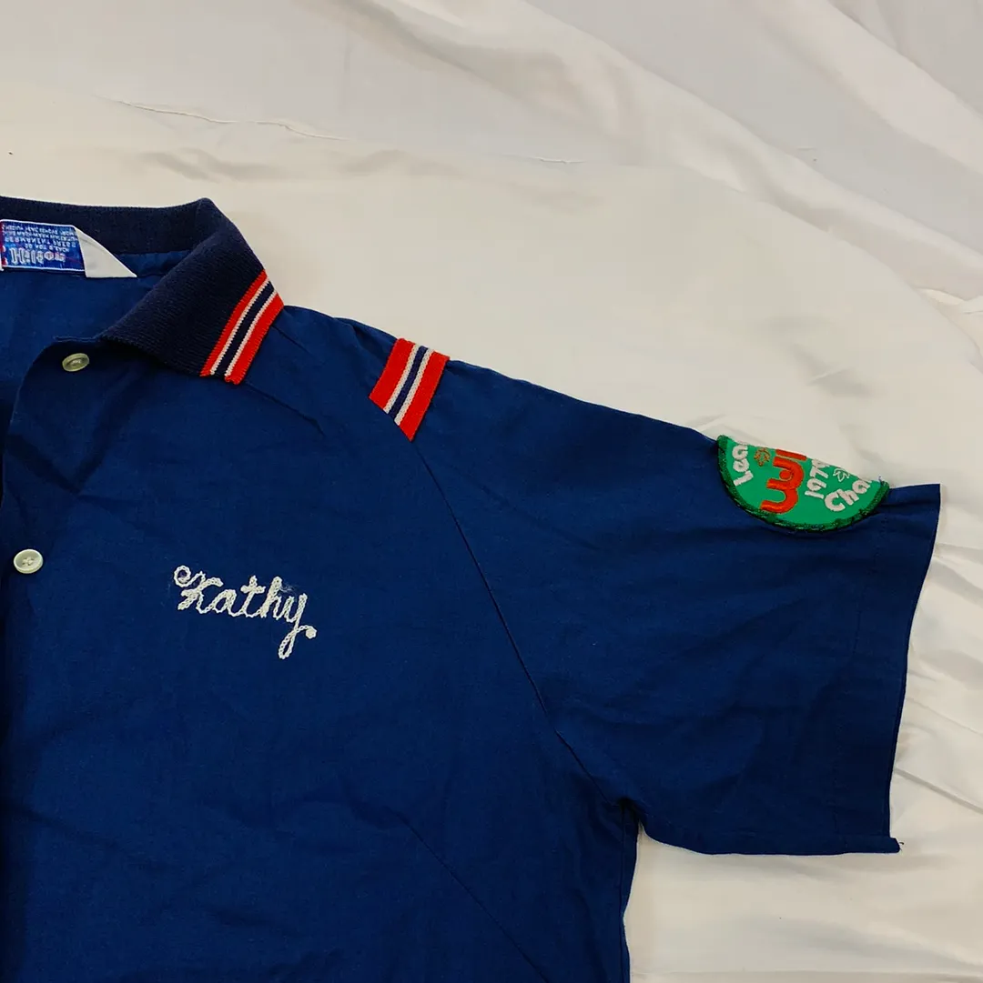 Vintage Navy Blue Hilton bowling shirt