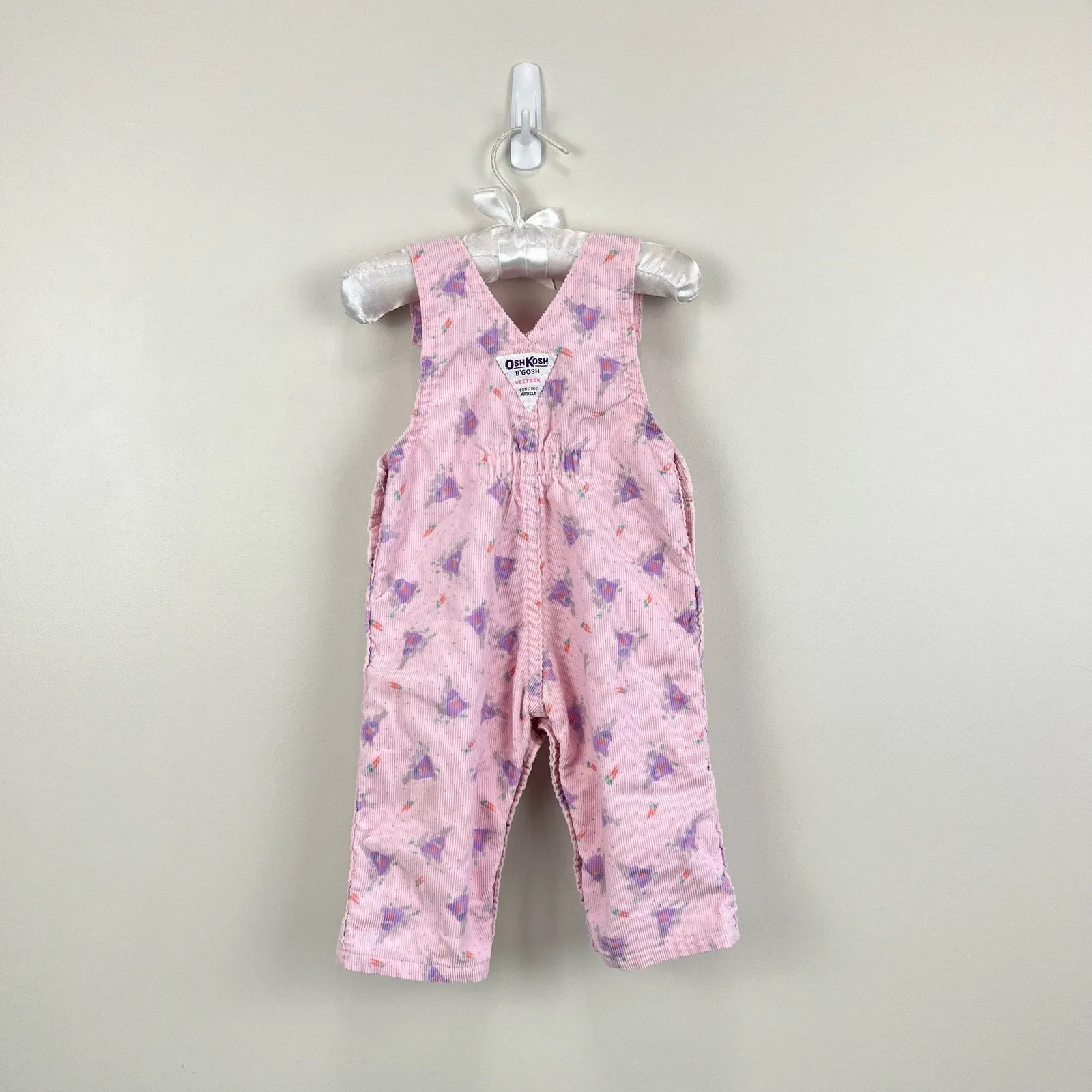 Vintage OshKosh B'gosh Pink Bunny Overalls 6-9 Months USA