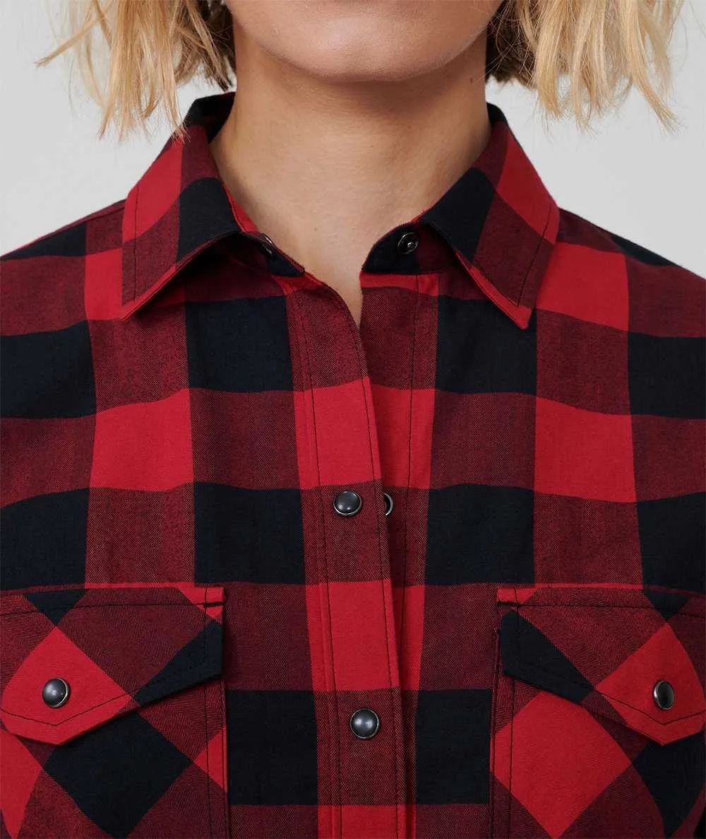 Vintage Overszied Red Black Plaid Flannel Tee Shirt Button Up