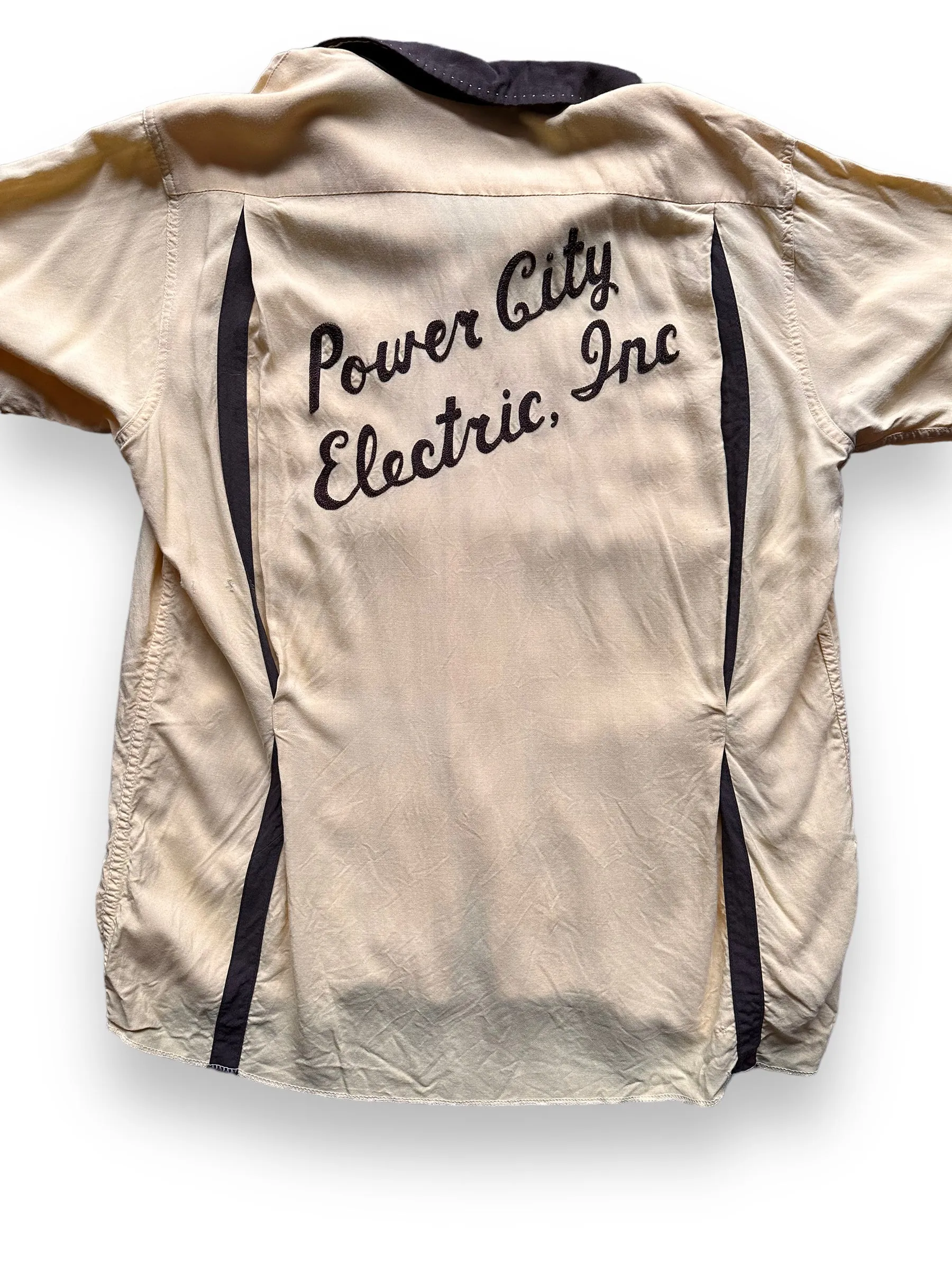 Vintage Power City Electric Company Rayon Bowling Shirt SZ L | Vintage Bowling Shirt Seattle | Barn Owl Vintage Seattle