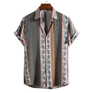 Vintage Short Sleeve Shirt Men Hawaiian Shirt Summer New Floral Print Beach Shirts Men Clothing Camisa Hawaiana Hombre XXL