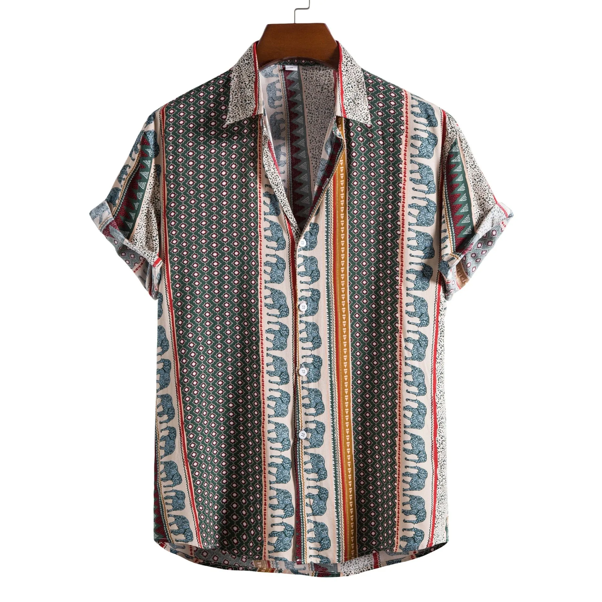 Vintage Short Sleeve Shirt Men Hawaiian Shirt Summer New Floral Print Beach Shirts Men Clothing Camisa Hawaiana Hombre XXL