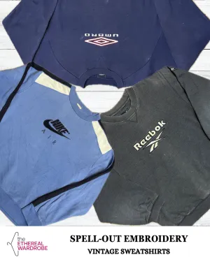 Vintage Spellout centre Embroidery Sweatshirts 25pcs