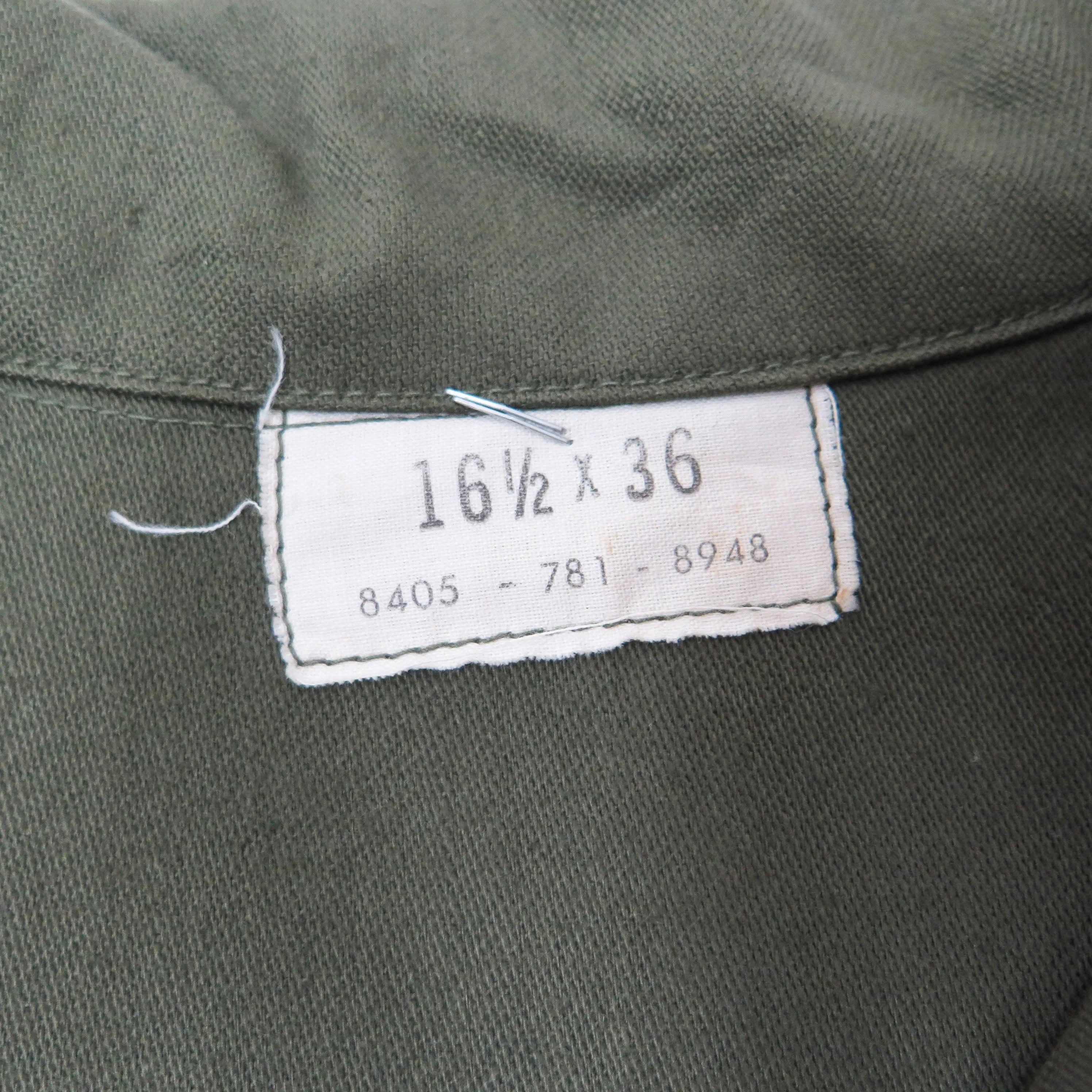 VINTAGE US ARMY UTILITY SHIRT P64 1973 DEADSTOCK SIZE 16 1/2 X 36
