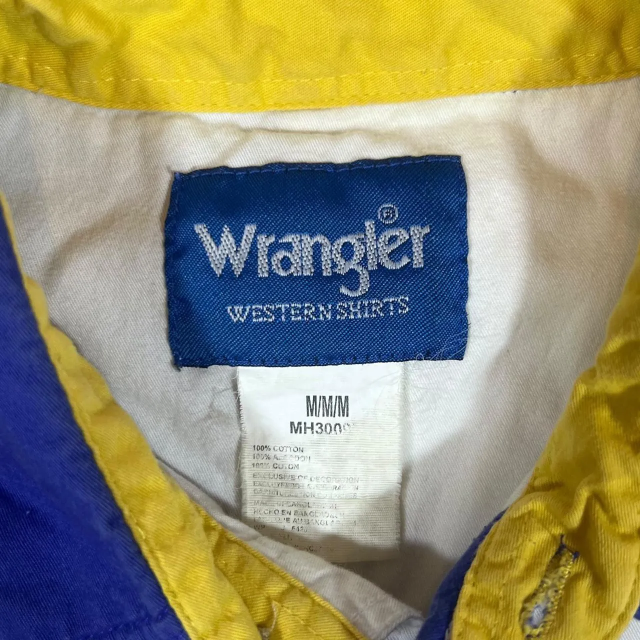 Vintage WRANGLER "Western Shirts" Colour Block Cowboy Cotton Popper Short Sleeve Shirt