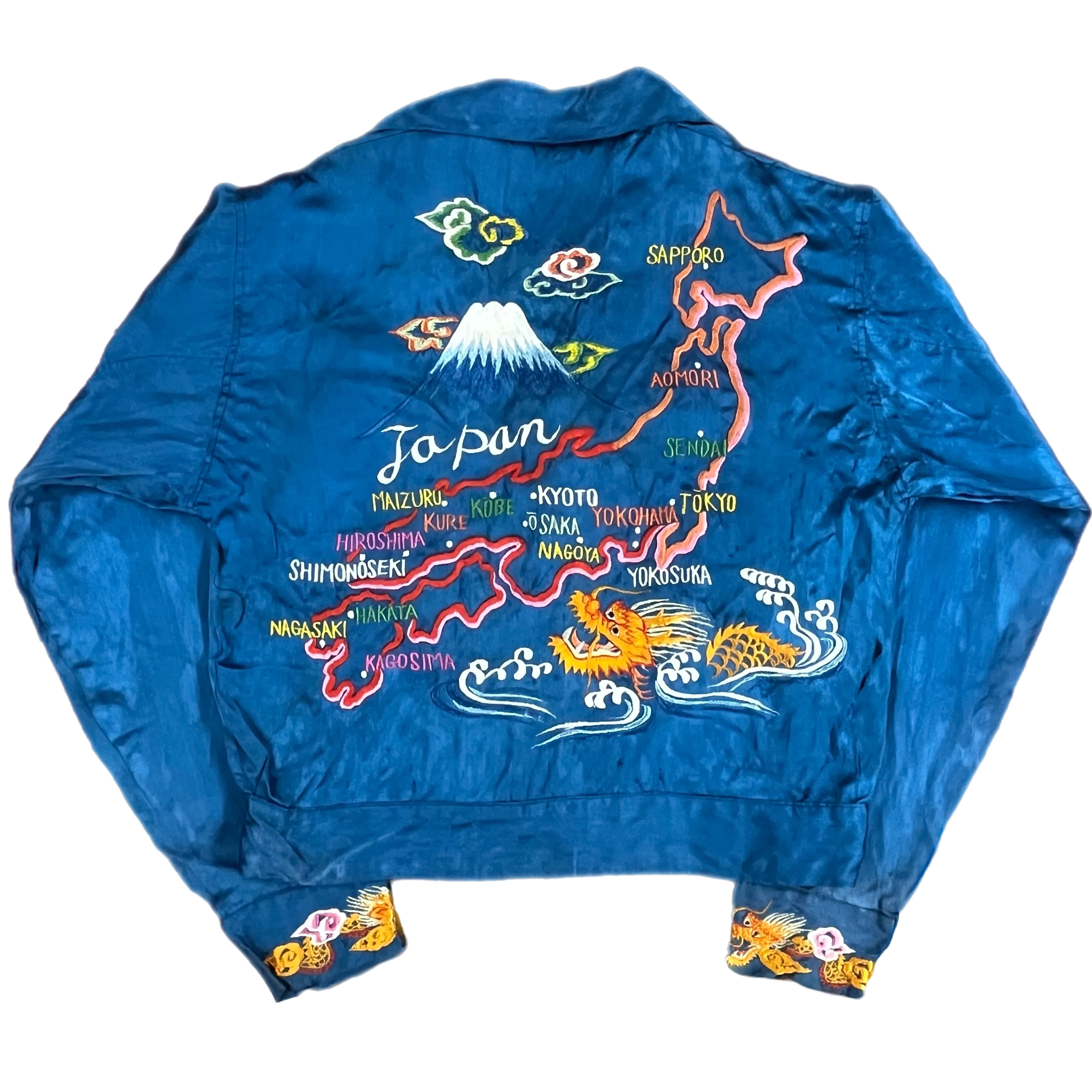 Vintage WWII Japanese Embroidered Silk "Souvenir" Tour Jacket