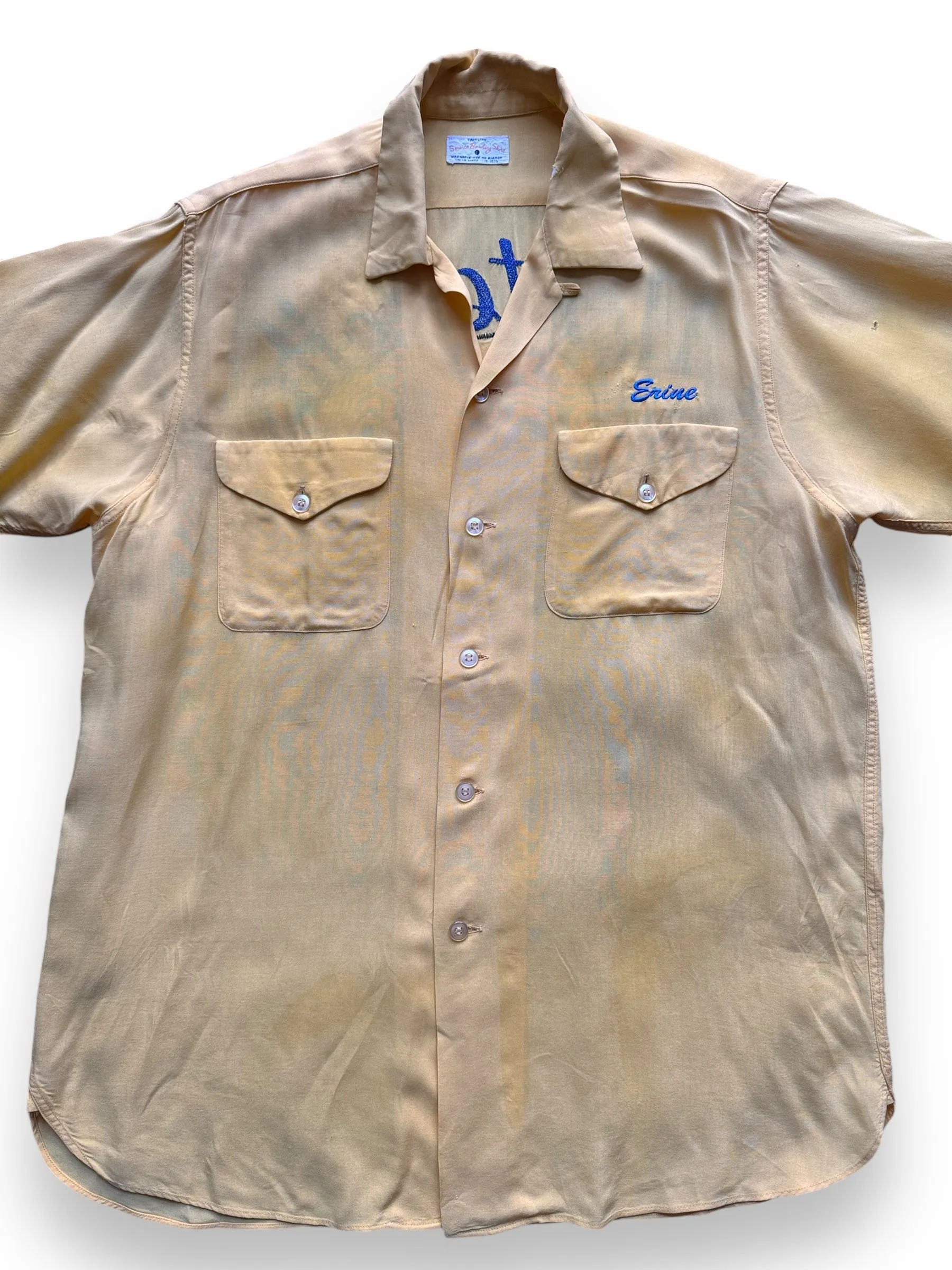Vintage Yellow Rayon Montebello Bowling Shirt SZ L