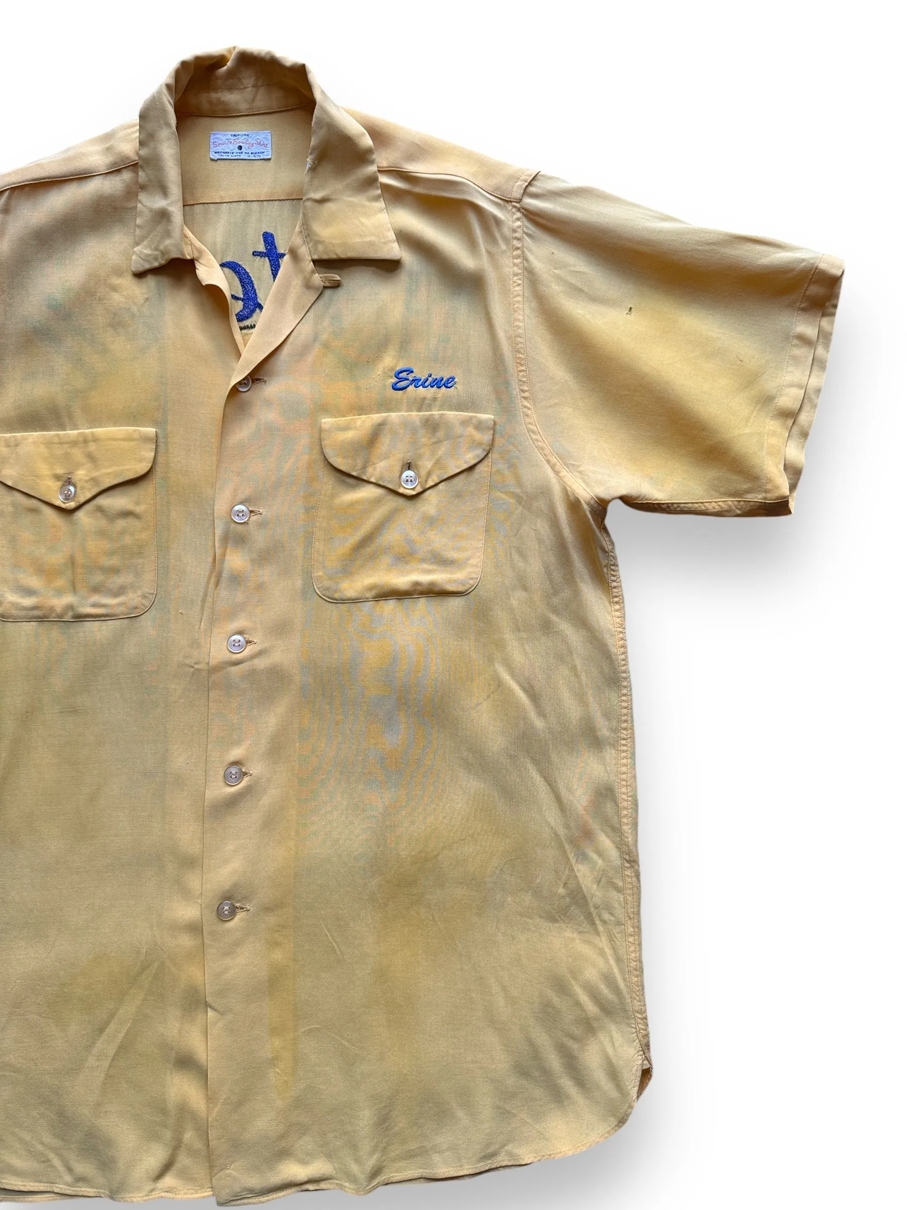 Vintage Yellow Rayon Montebello Bowling Shirt SZ L