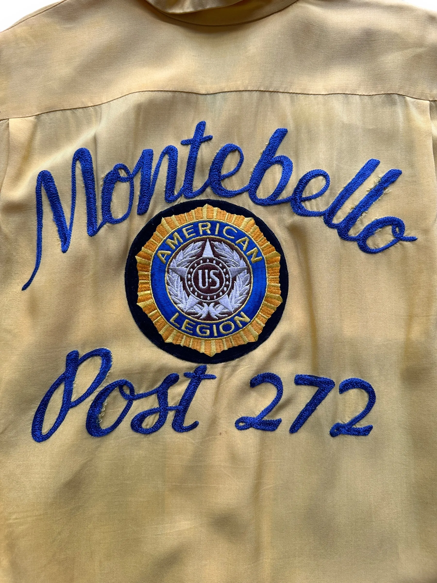 Vintage Yellow Rayon Montebello Bowling Shirt SZ L