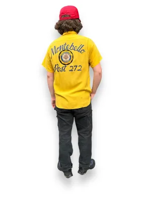Vintage Yellow Rayon Montebello Bowling Shirt SZ L