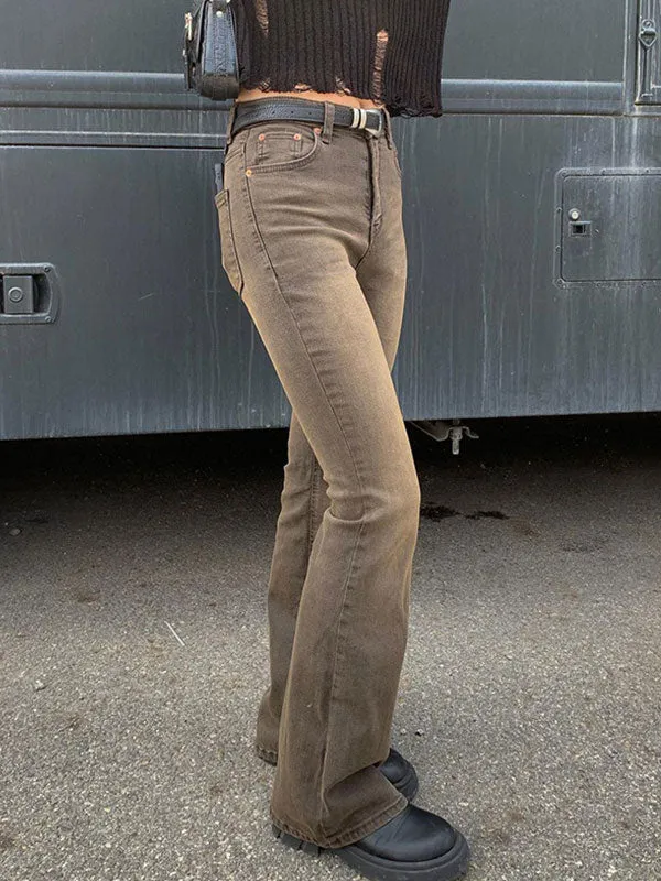 Vintage Zipper Wash Flared Jeans