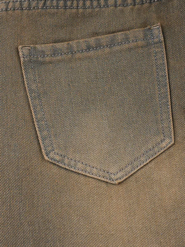 Vintage Zipper Wash Flared Jeans