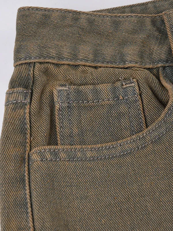 Vintage Zipper Wash Flared Jeans