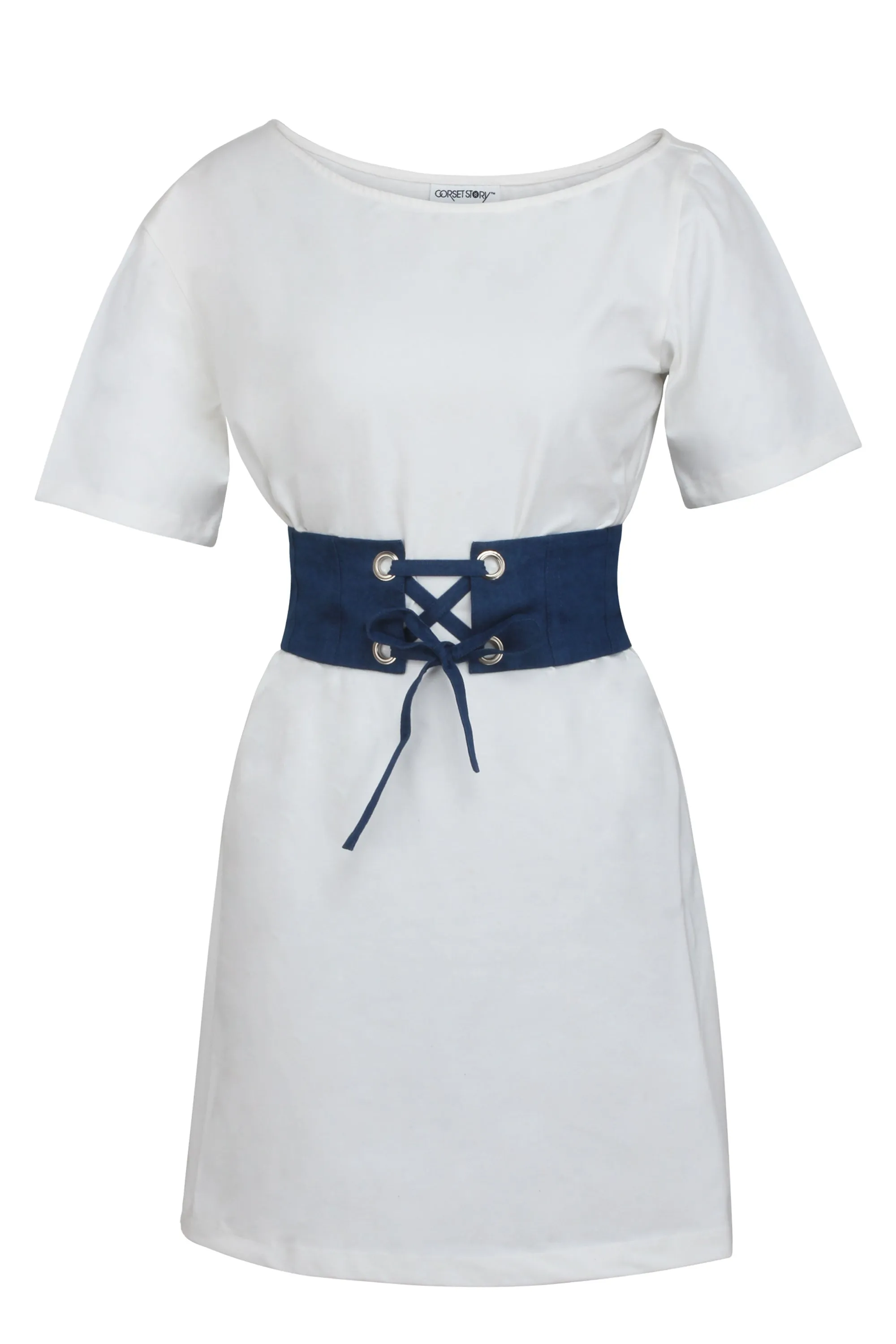 Violet Blue Chambray Corset Style Belt