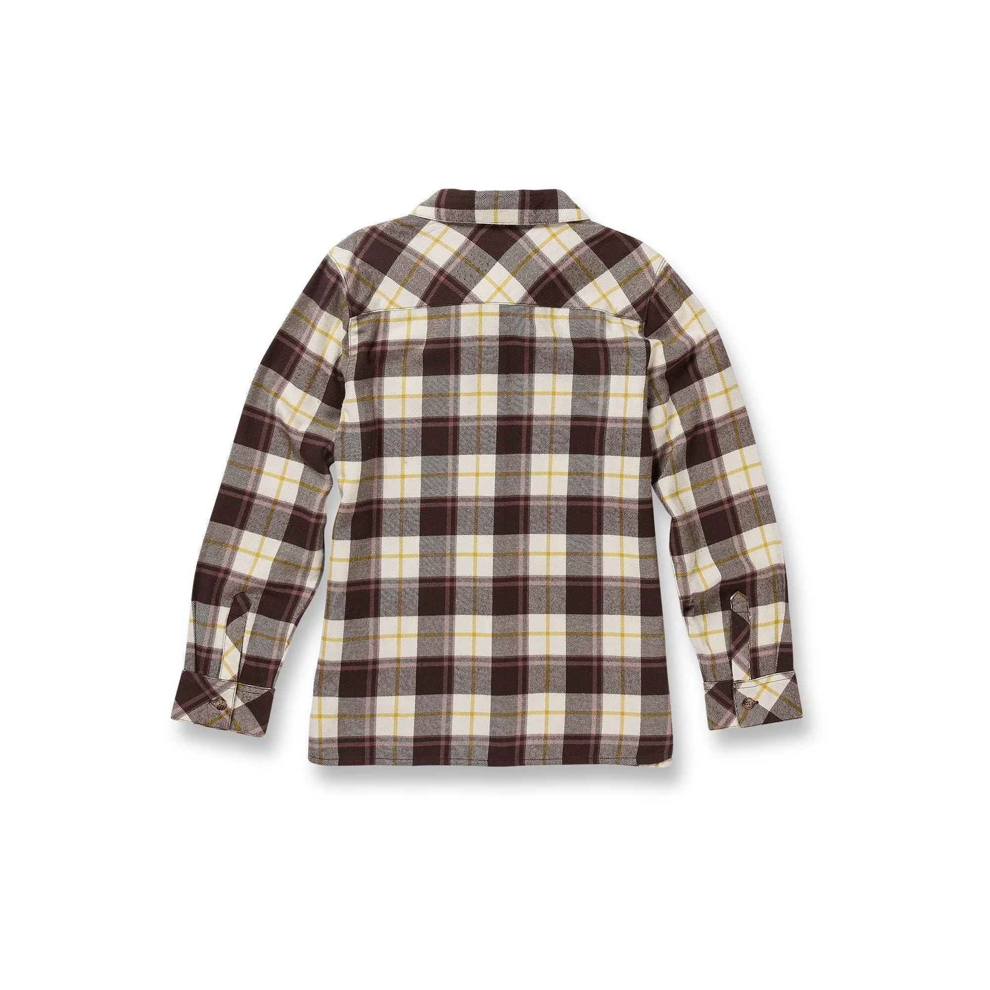 VOLCOM Girls Getting Rad Plaid Long Sleeve Flannel Espresso