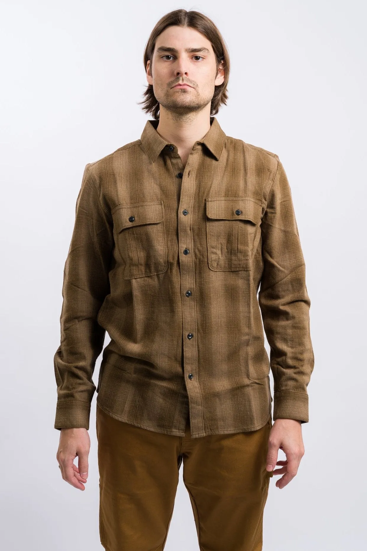 Volcom Shadowstone Long Sleeve Flannel Shirt - Dark Earth