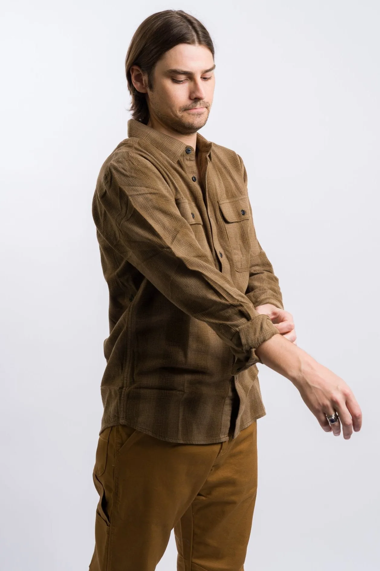 Volcom Shadowstone Long Sleeve Flannel Shirt - Dark Earth