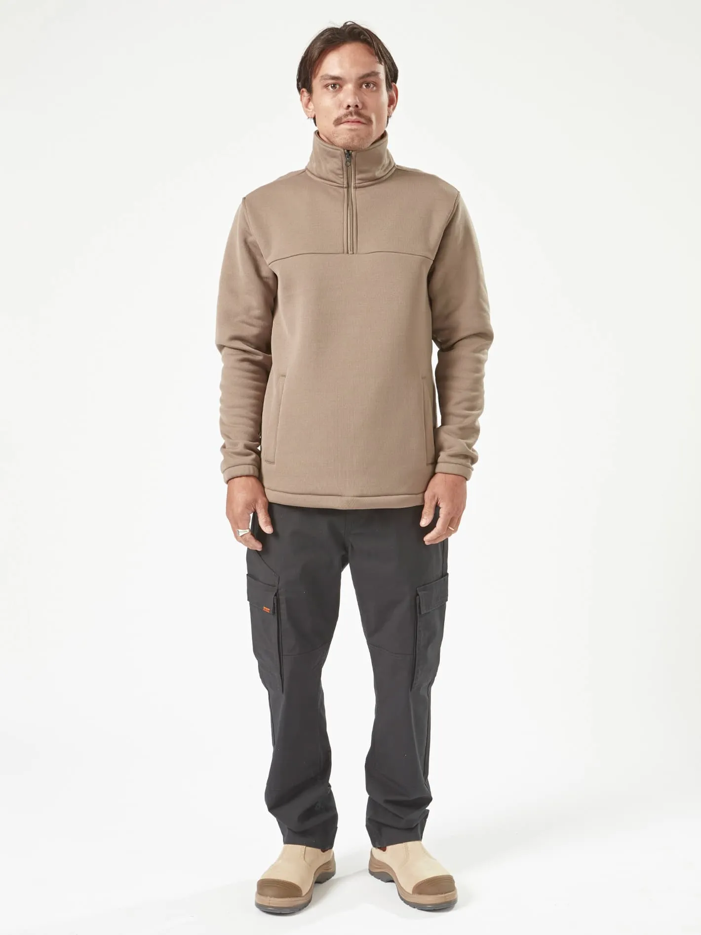 Volcom Workwear Quarter Zip Fleece Pullover - Brindle