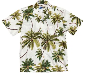 Wailea Palms White Hawaiian Shirt
