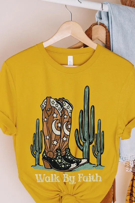Walk By Faith Cowboy Boots Graphic T Shirts