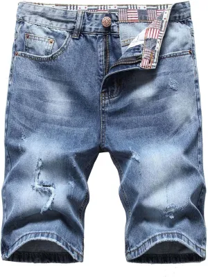 Washed Denim Shorts for Mens Casual Classic Fit Ripped Shorts Distressed Summer Jeans Shorts Workout Short Jeans Pants